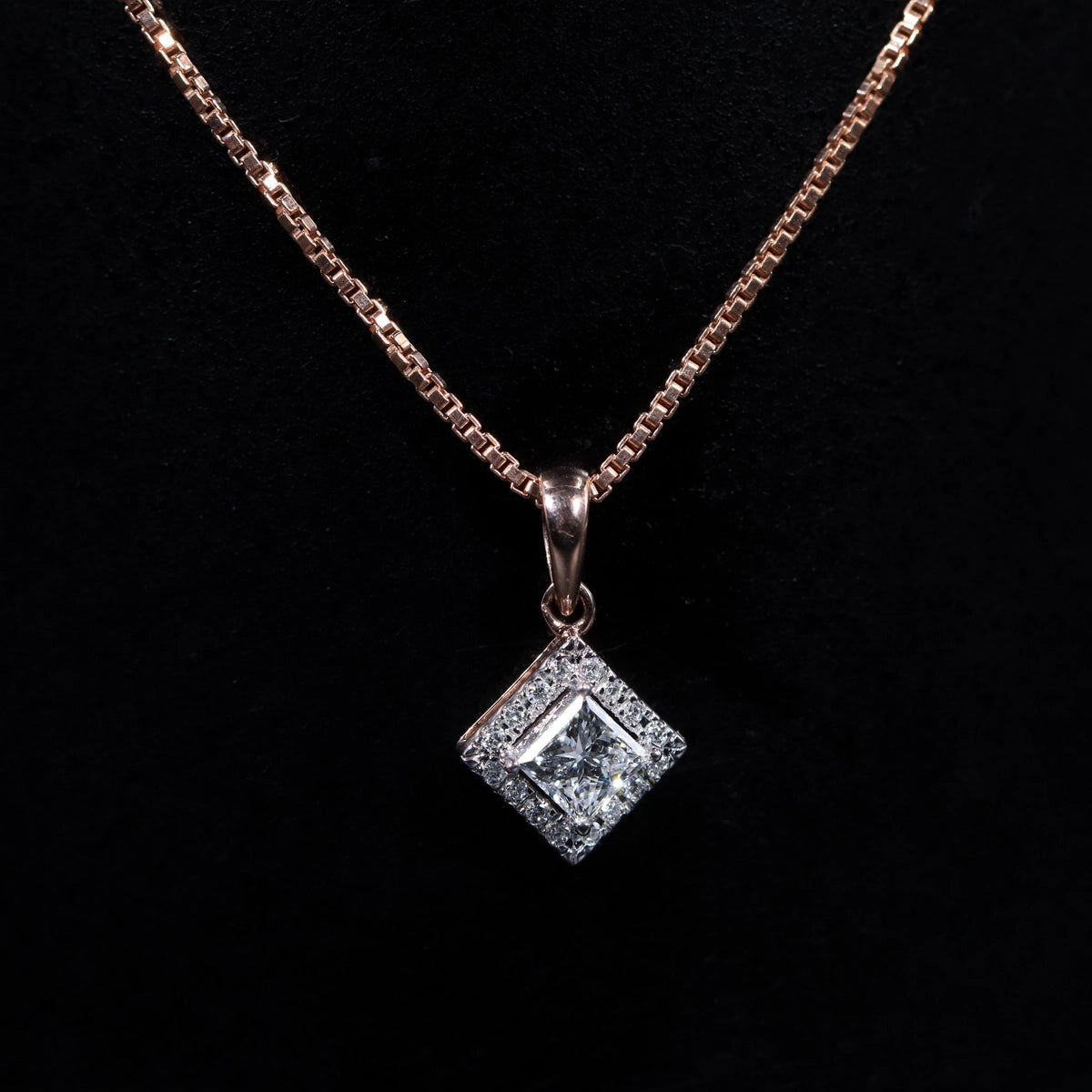 Princess Cut Halo Pendant | Earthly Jewels