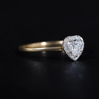 Heart Diamond Halo Ring