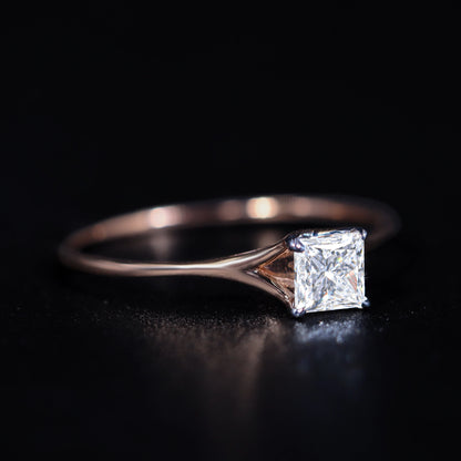Princess Cut Split Shank Diamond Ring | Earthly Jewels