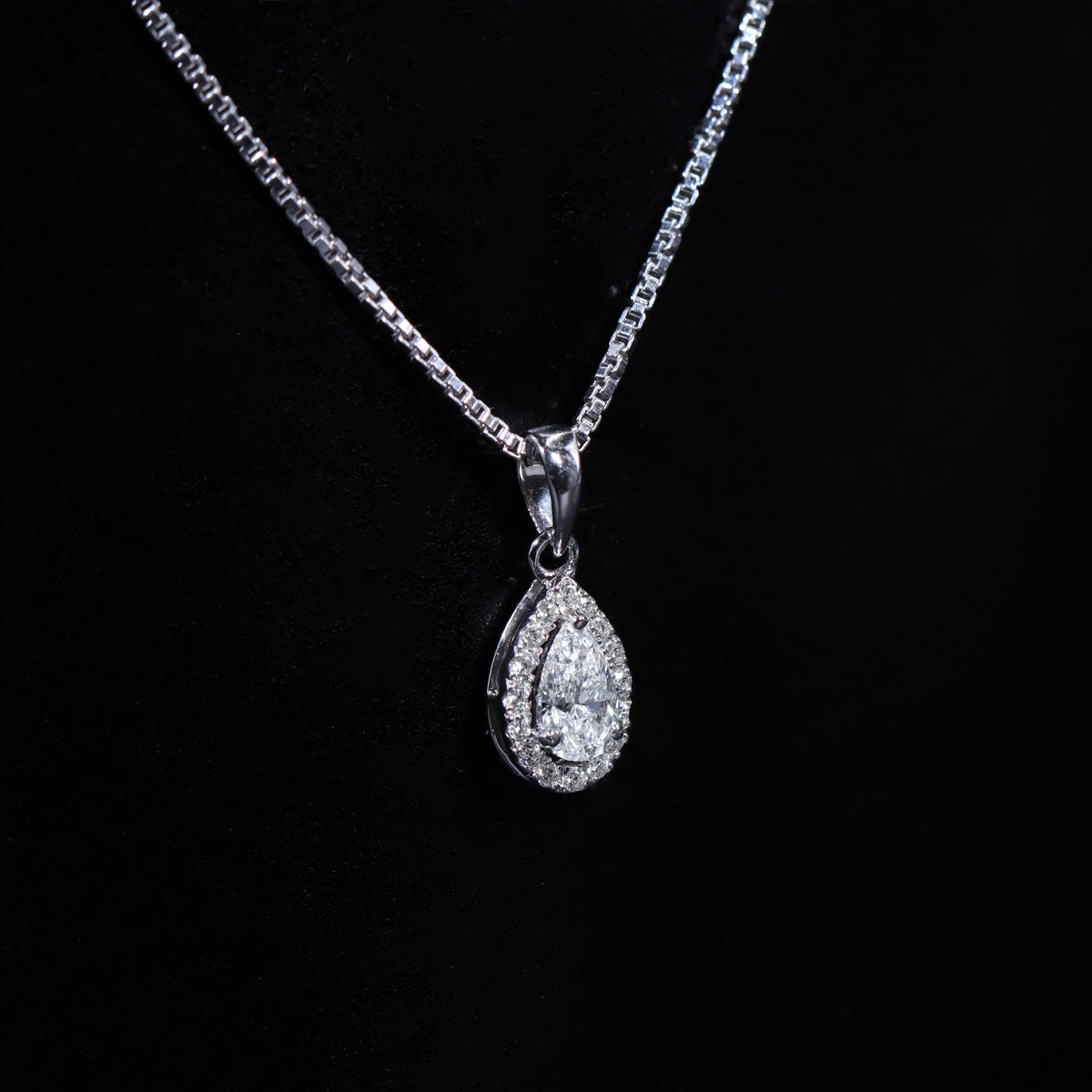Pear Shaped Diamond Halo Pendant | Earthly Jewels