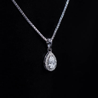 Pear Shaped Diamond Halo Pendant | Earthly Jewels