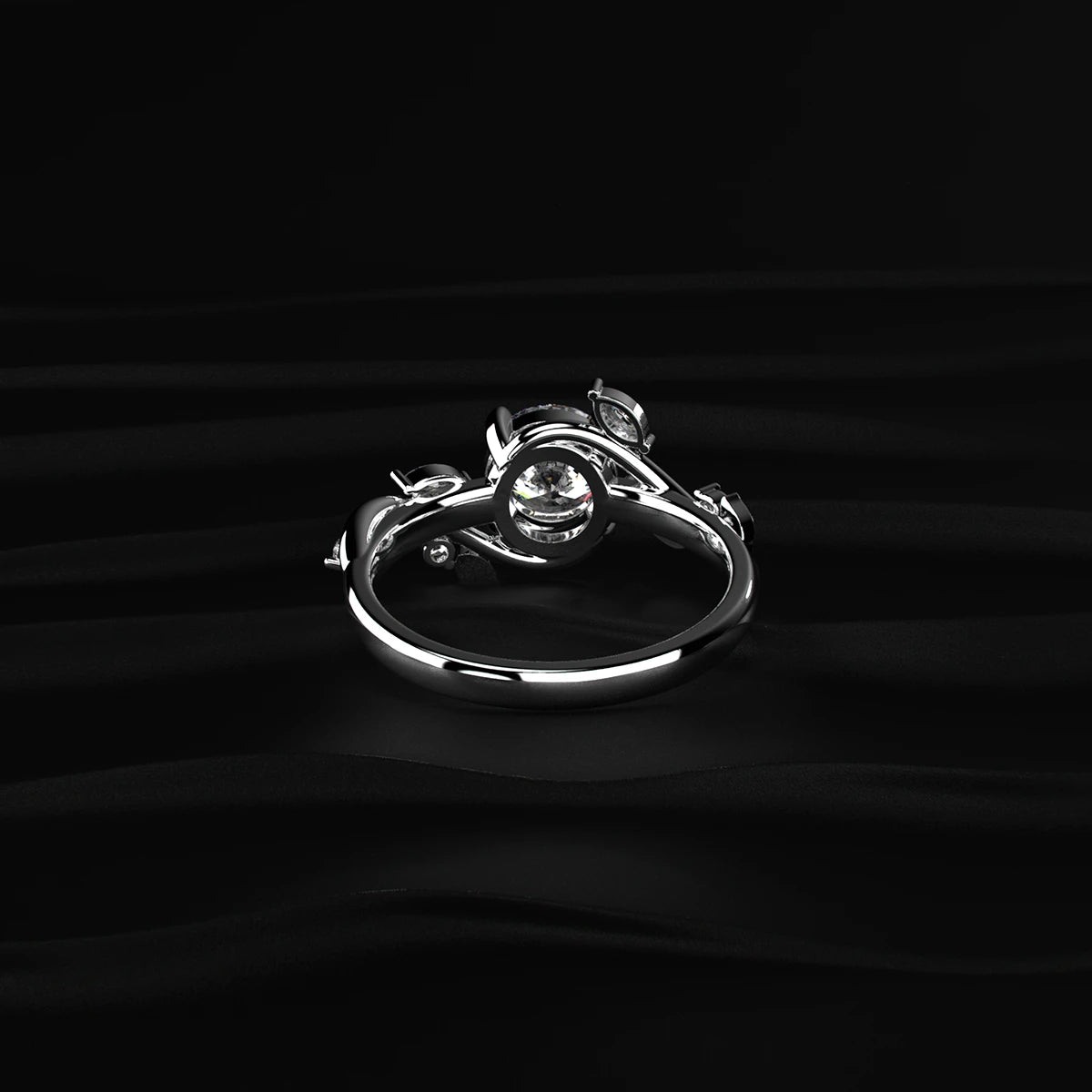 Round Diamond Ring with Side Accents