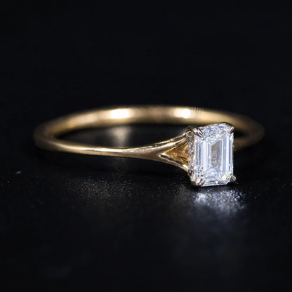 Emerald Cut Split Shank Ring | Earthly Jewels