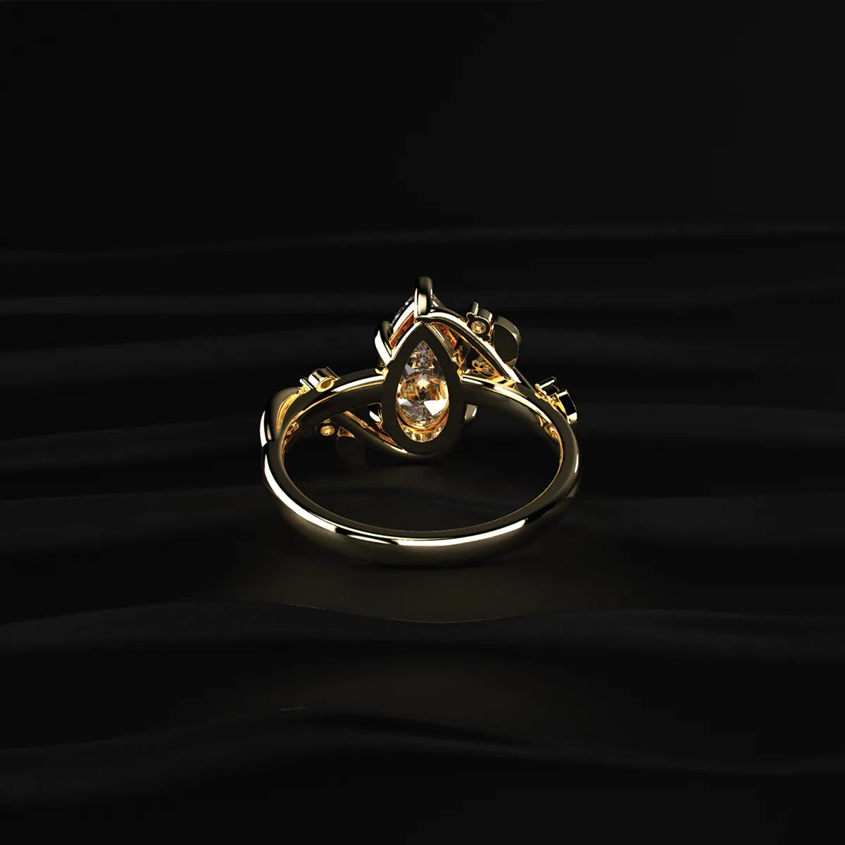 Pear Diamond Ring with Side Accents