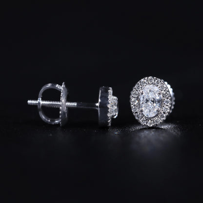 Oval Diamond Halo Earrings