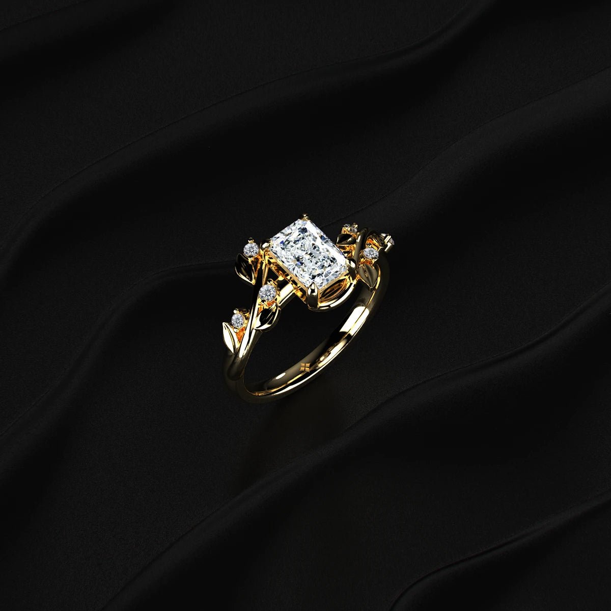 Diamond Ring with Leaf Design