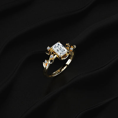 Diamond Ring with Leaf Design