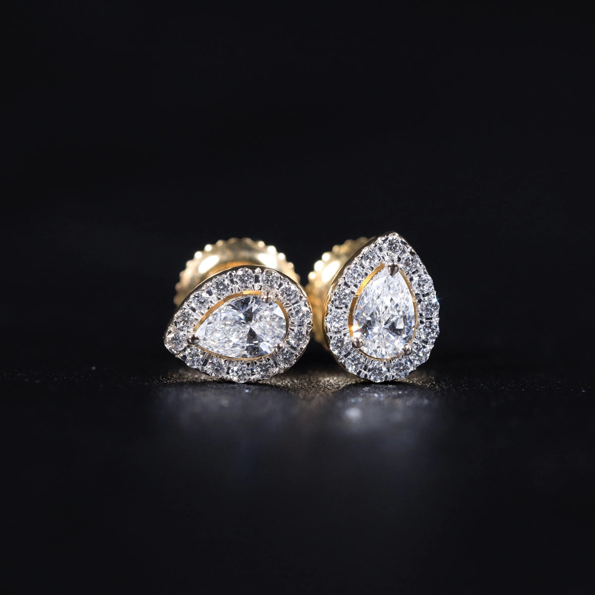 Pear Shaped Halo Earrings | Earthly Jewels