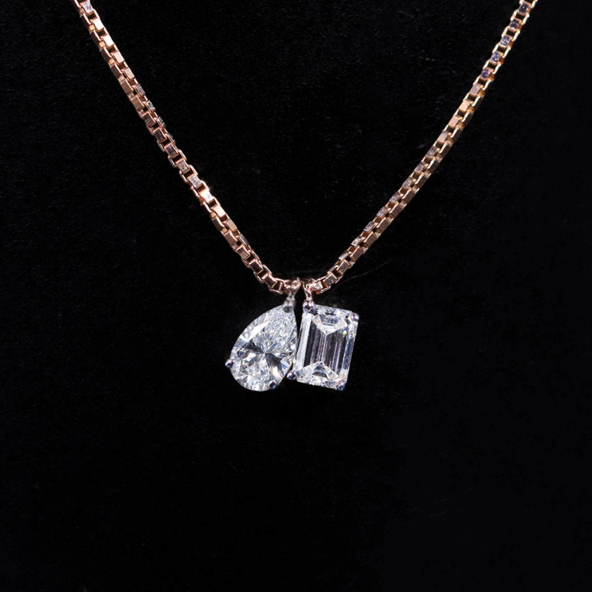 Emerald Pear Toi Et Moi Necklace | Earthly Jewels