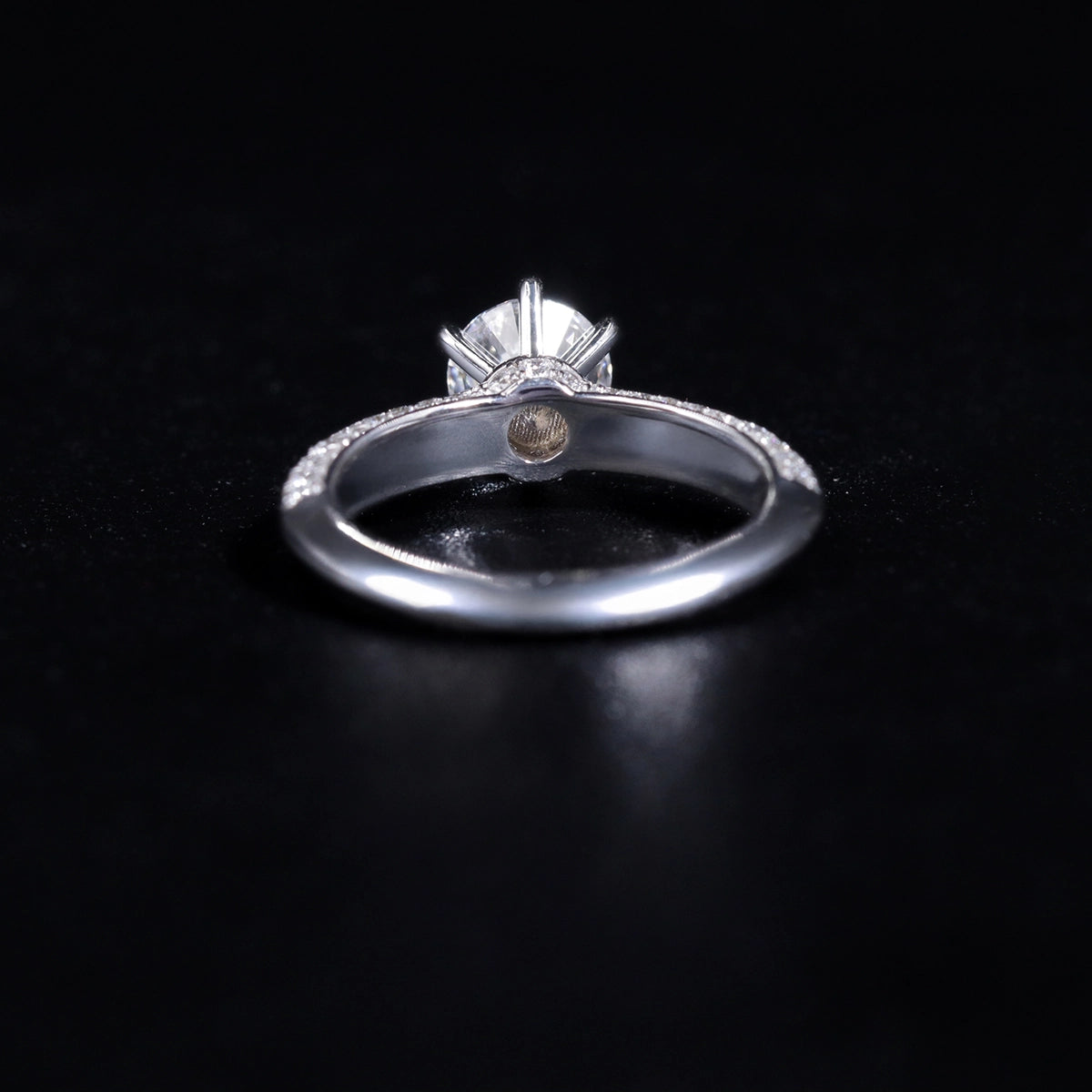 Round Solitaire Engagement Milgrain Pave Band | Earthly Jewels