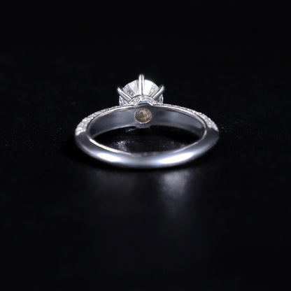 Round Solitaire Engagement Milgrain Pave Band | Earthly Jewels