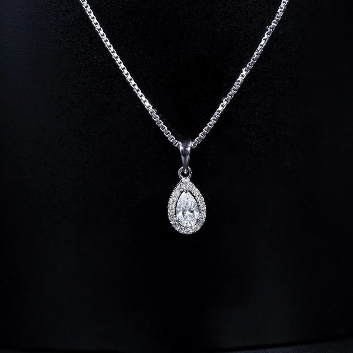 Pear Shaped Diamond Halo Pendant | Earthly Jewels