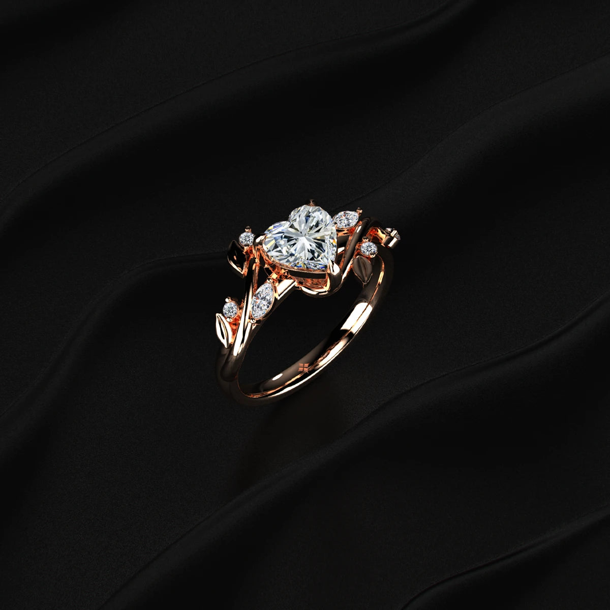Diamond Ring with Leaf Design