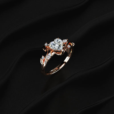 Diamond Ring with Leaf Design