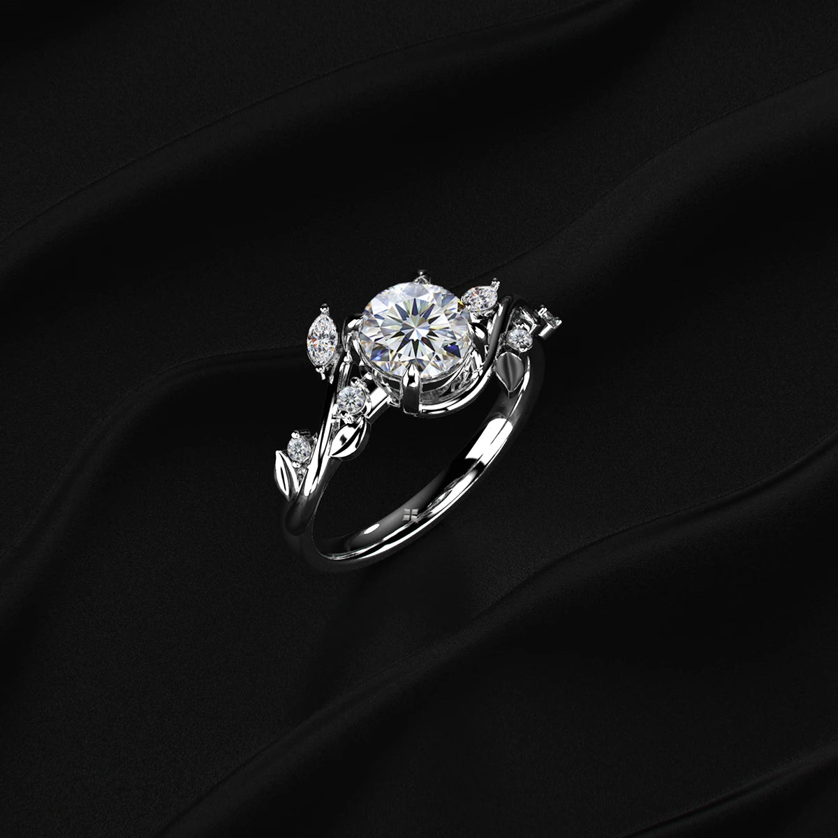 Diamond Ring with Leaf Design
