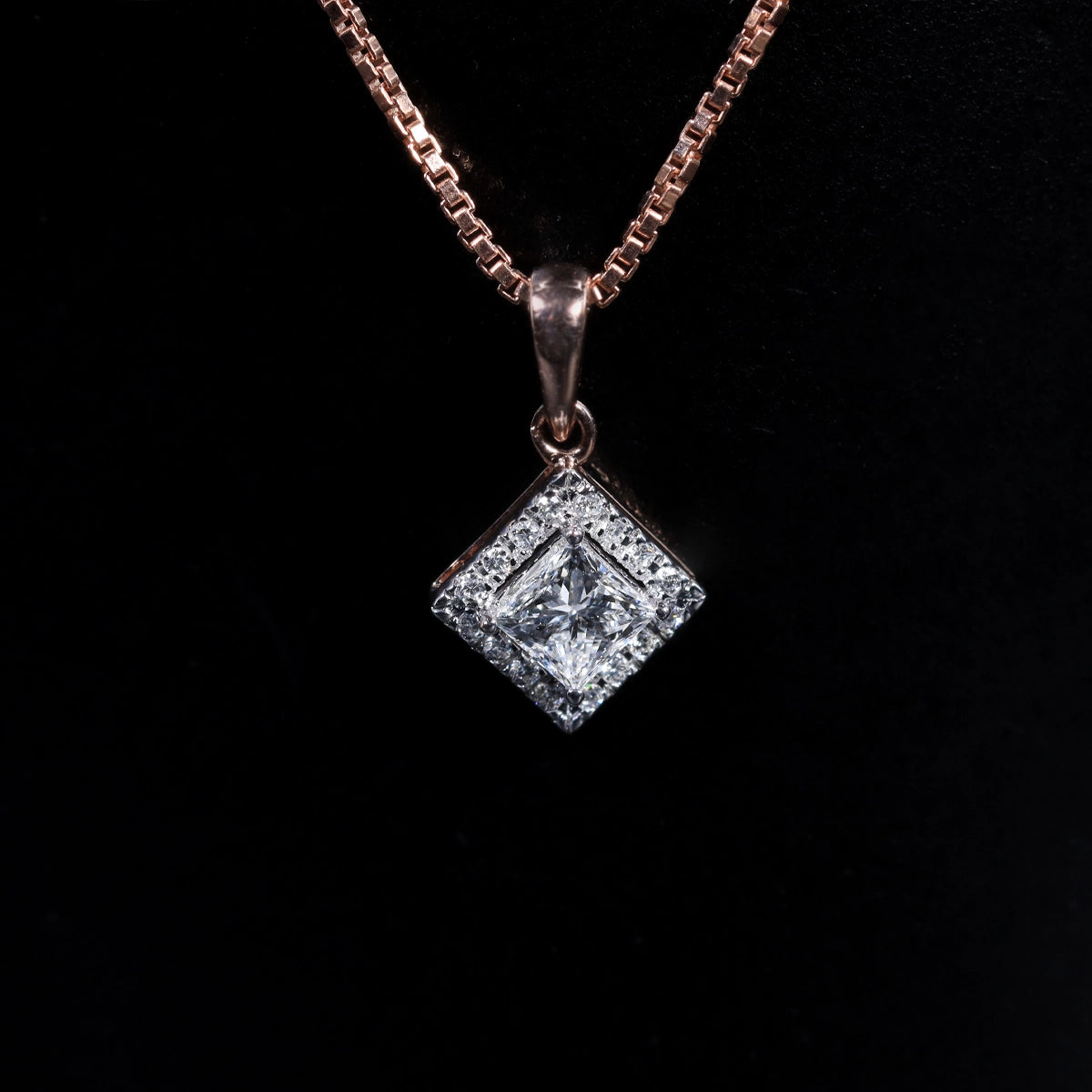 Princess Cut Halo Pendant | Earthly Jewels