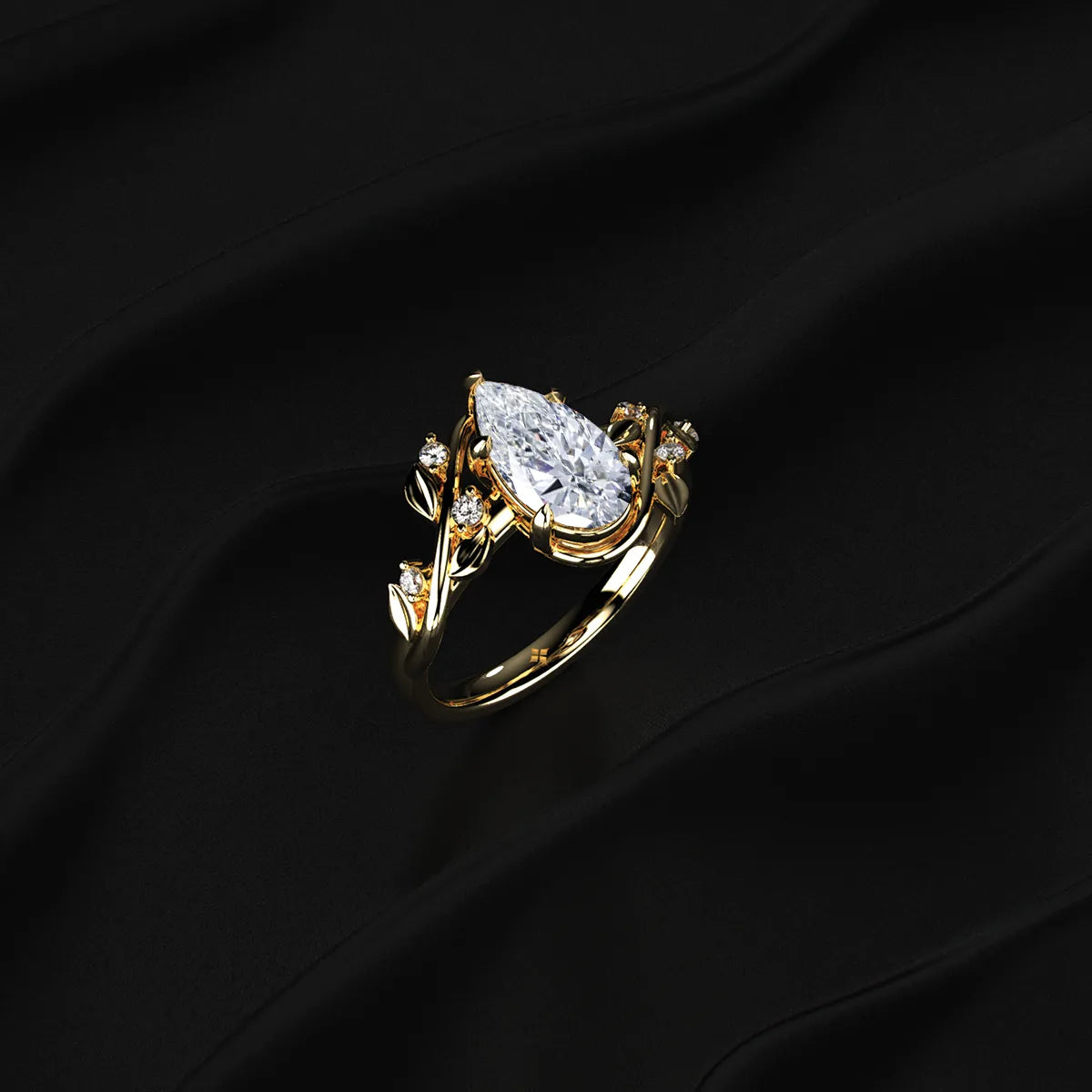  Diamond Ring with Leaf Design