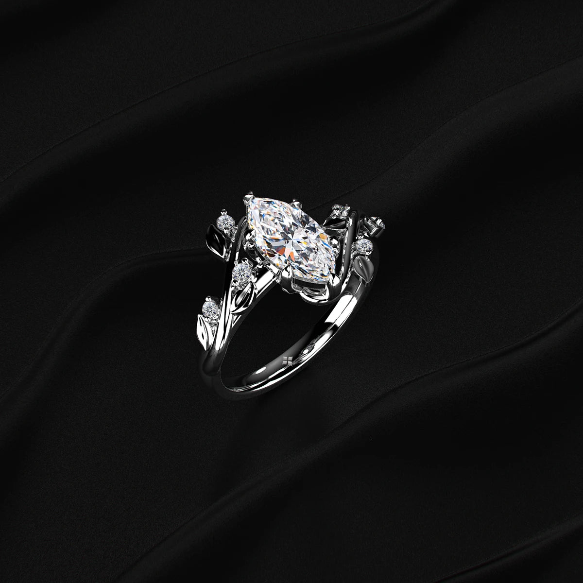 Diamond Ring with Leaf Design