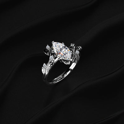 Diamond Ring with Leaf Design