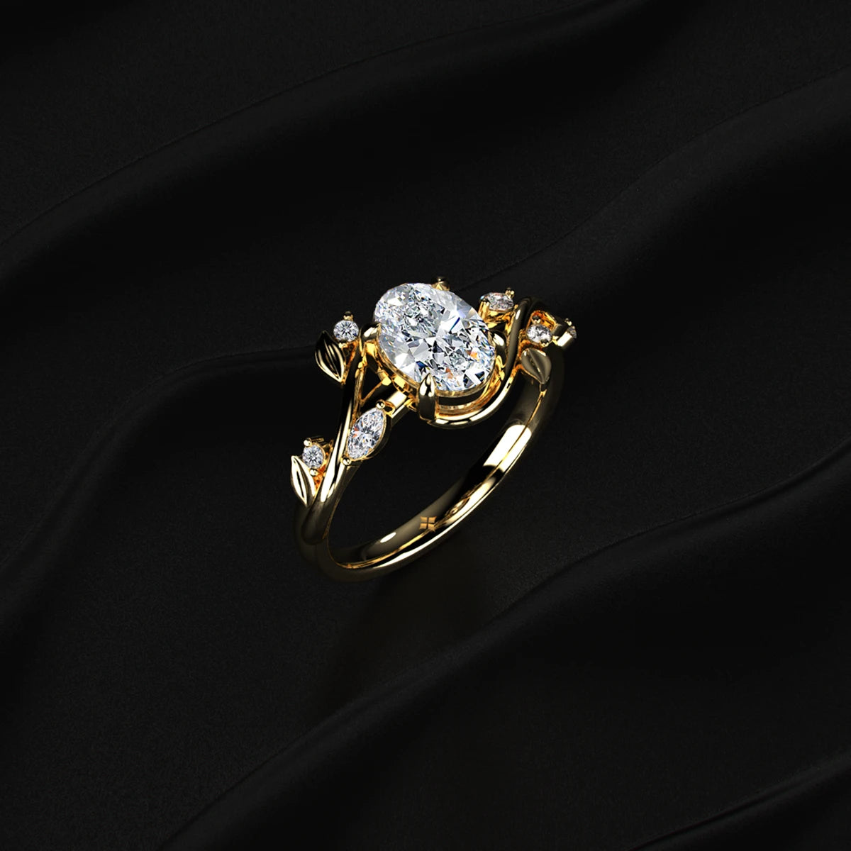 Diamond Ring with Leaf Design