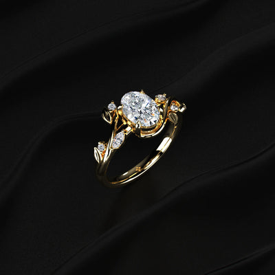 Diamond Ring with Leaf Design