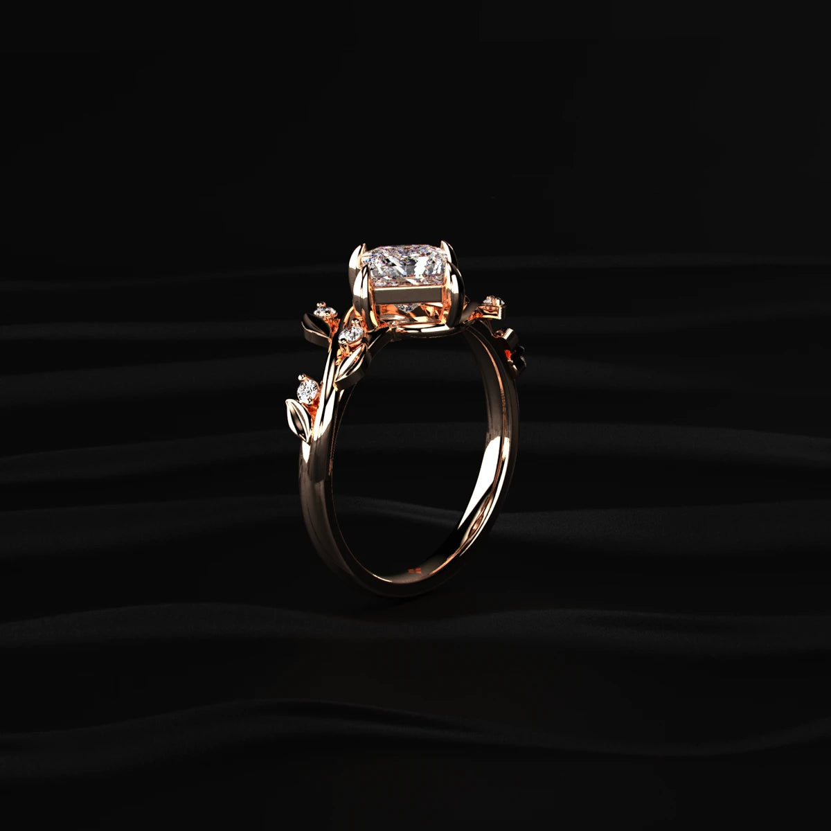Princess Diamond Ring with Side Accents