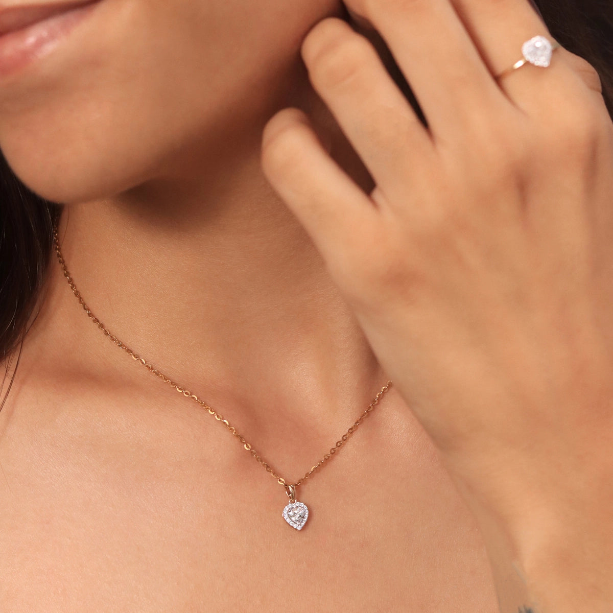 Heart Shaped Diamond Halo Pendant