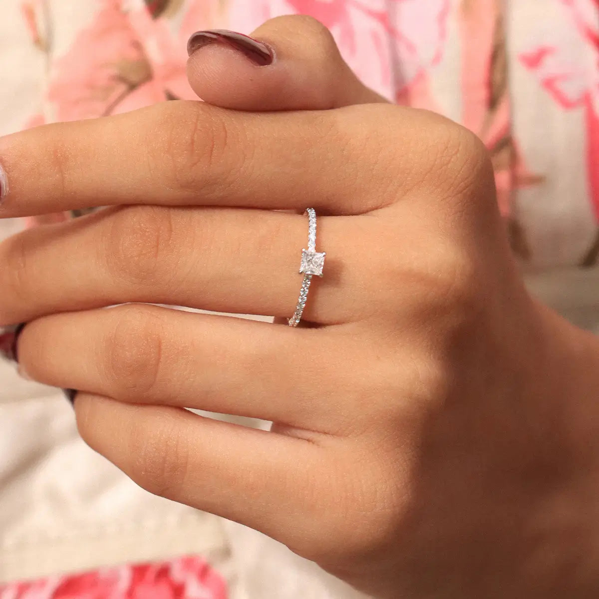 Princess Cut Hidden Halo Ring