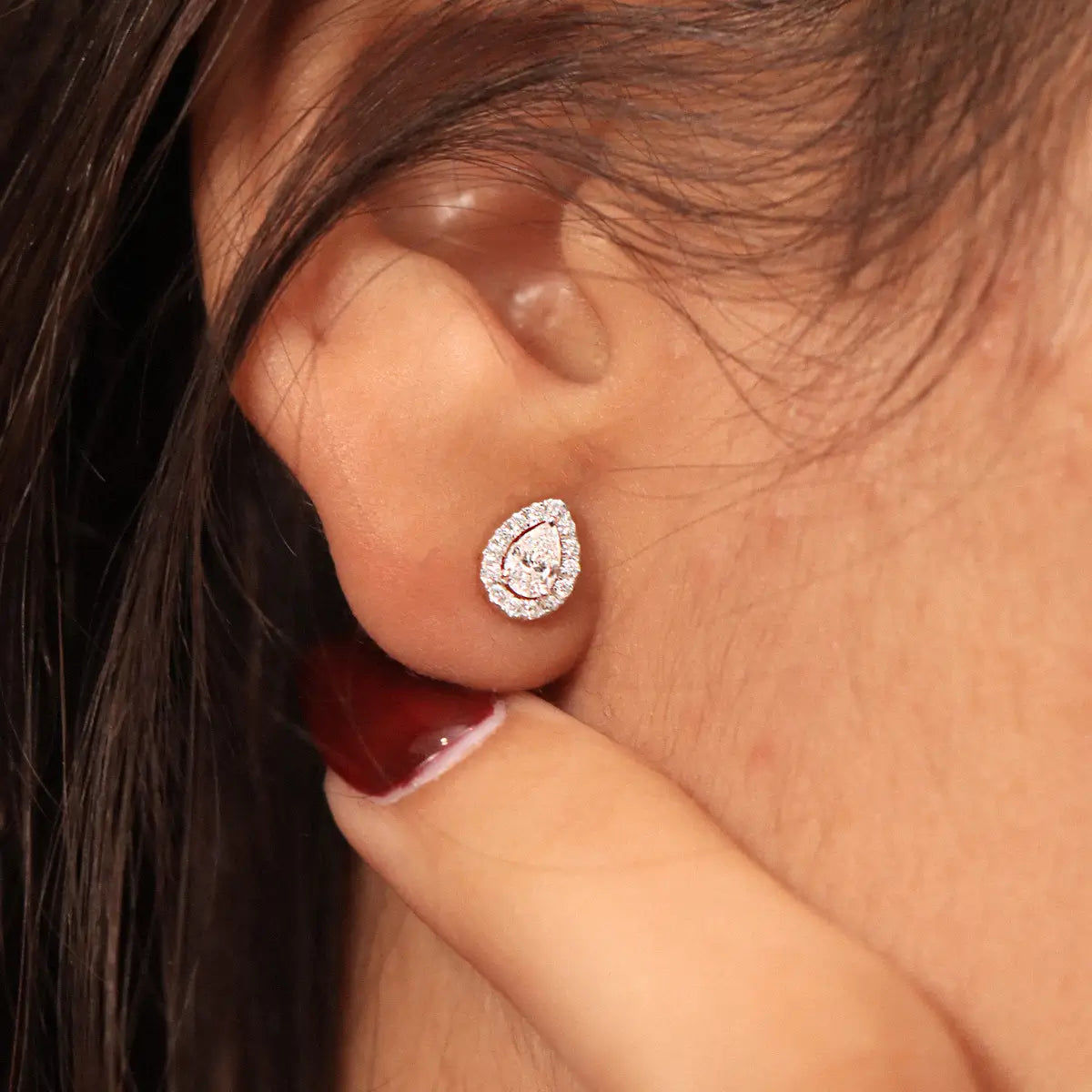 Pear Shaped Halo Earrings