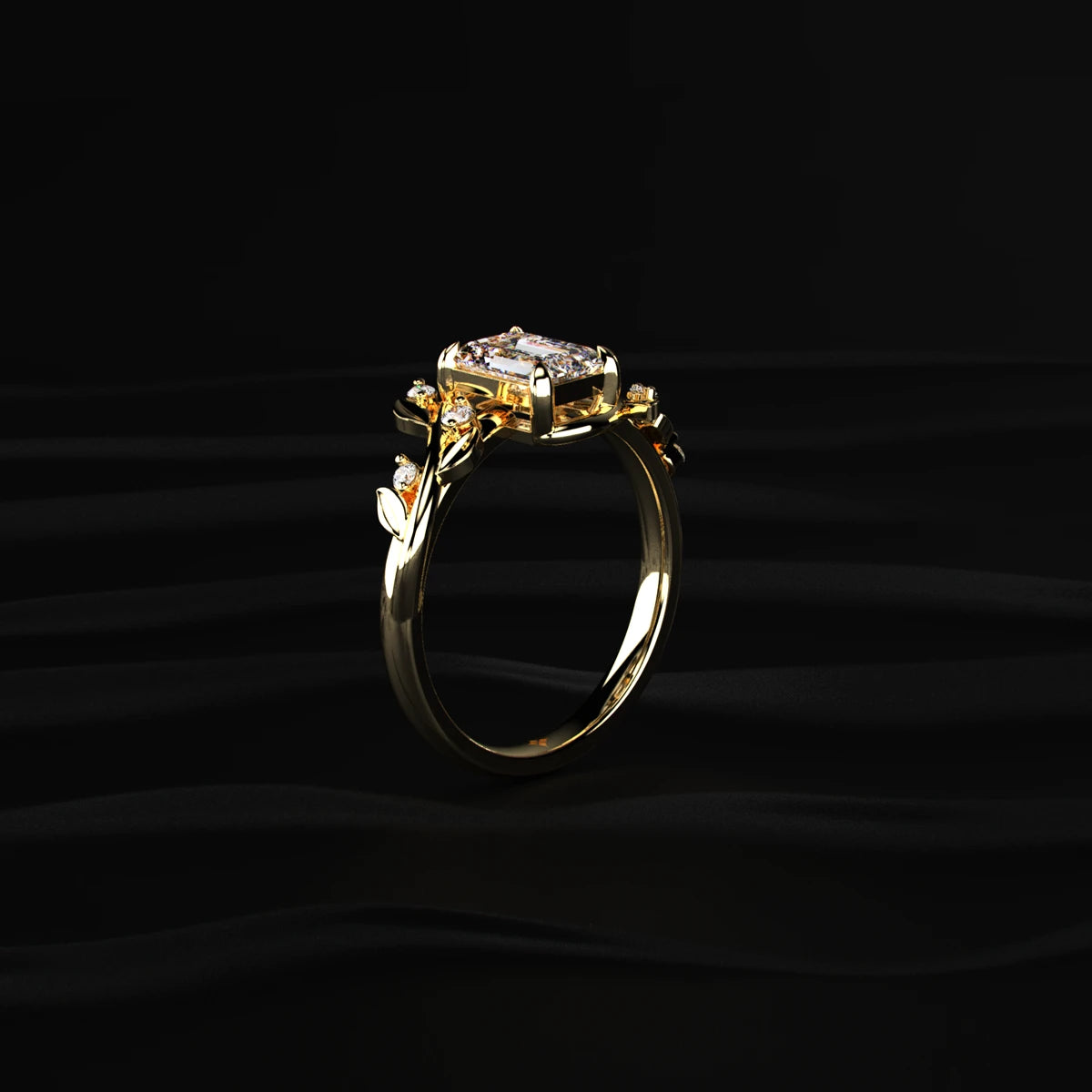 Diamond Ring with Leaf Design