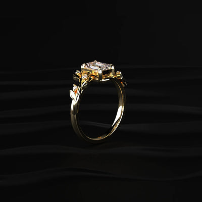 Diamond Ring with Leaf Design