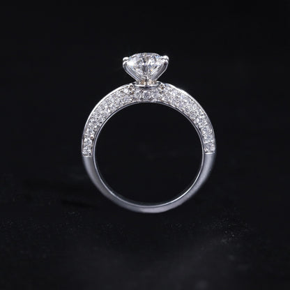 Round Solitaire Engagement Milgrain Pave Band | Earthly Jewels