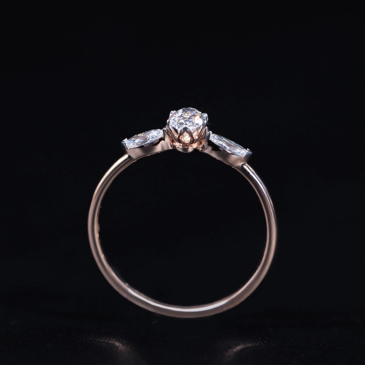 Oval Shape Ring With Marquise Side Stone | Earthly Jewels