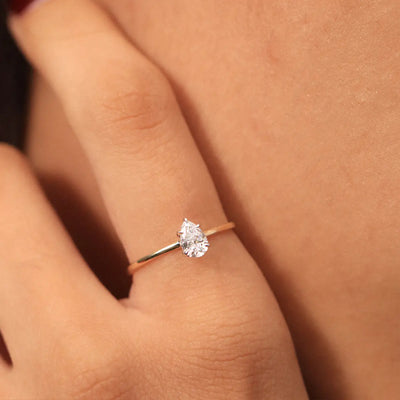 Pear Ring With Hidden Halo | Earthly Jewels