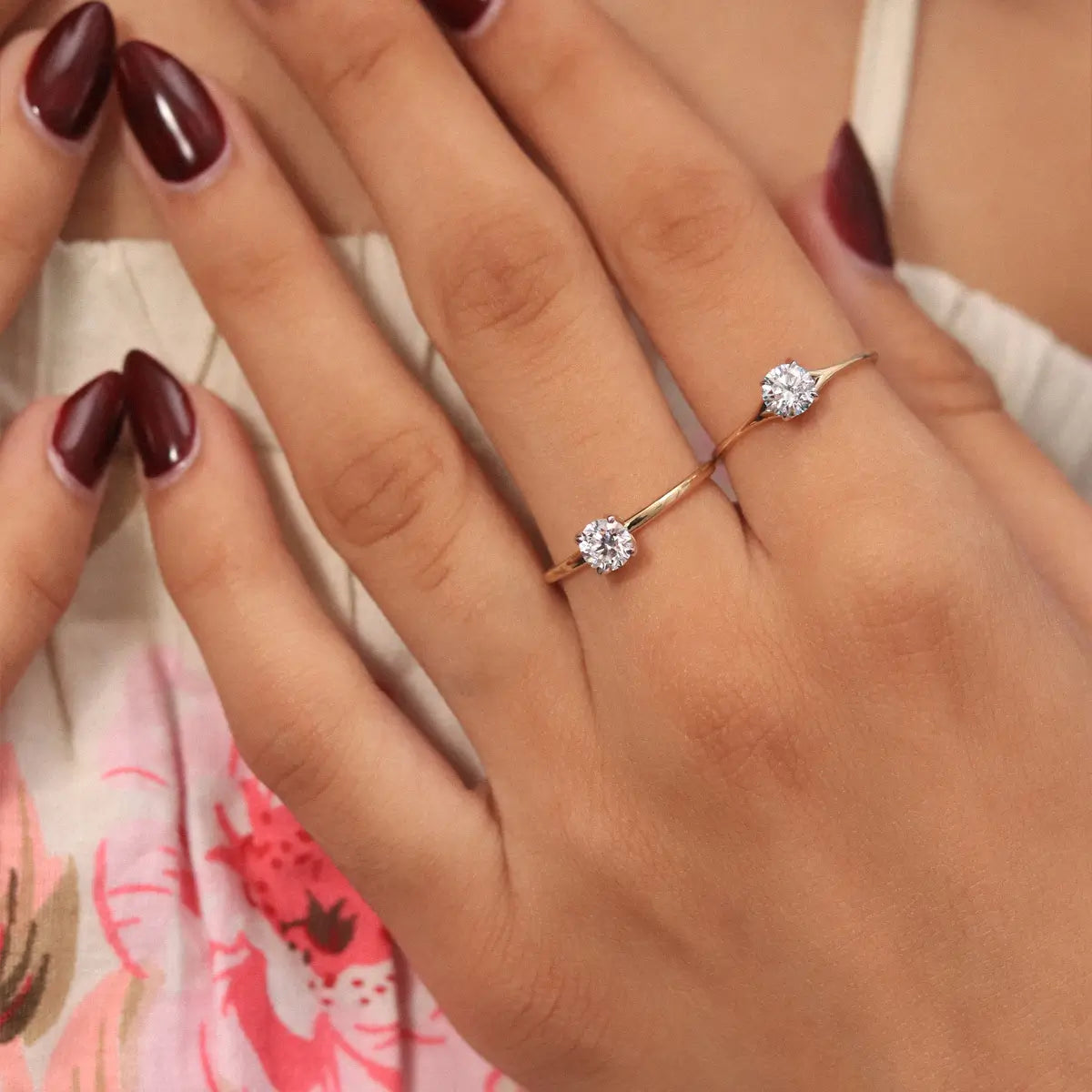 Round Diamond Split Shank Ring
