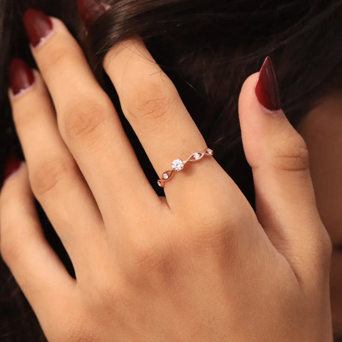 Round Twisted Shank Diamond Ring