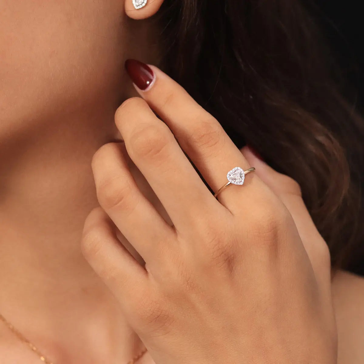 Heart Diamond Halo Ring