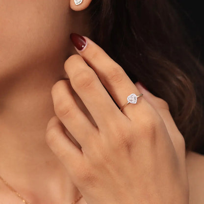 Heart Diamond Halo Ring