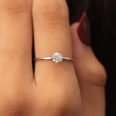Round Hidden Halo Engagement Ring | Earthly Jewels