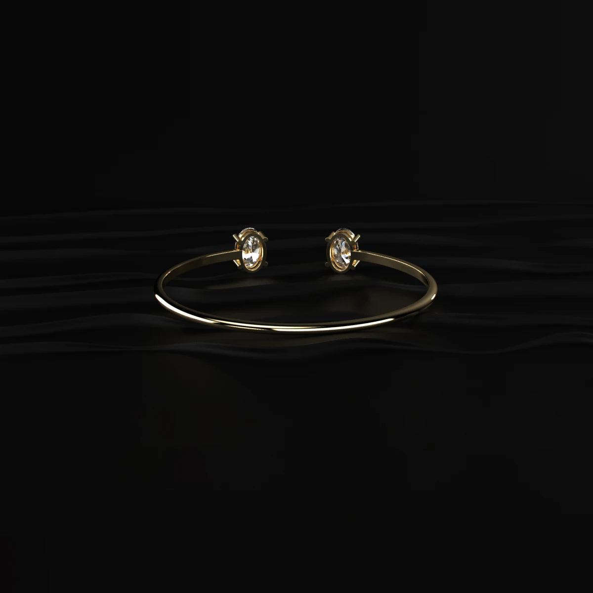 Oval Diamond Toi Et Moi Open Bangle | Earthly Jewels