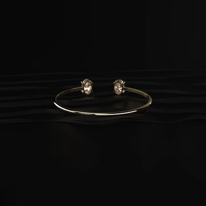 Oval Diamond Toi Et Moi Open Bangle | Earthly Jewels