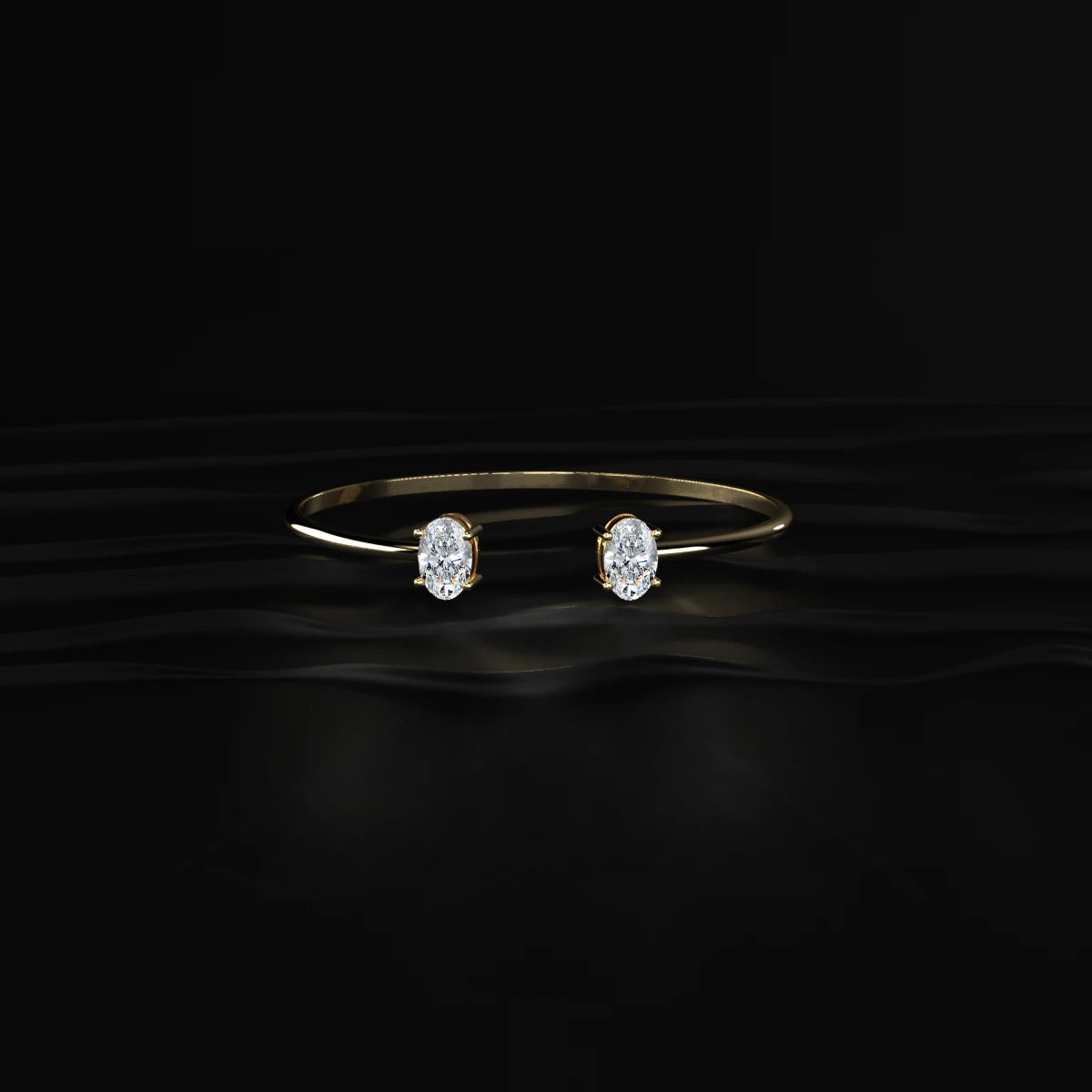 Oval Diamond Toi Et Moi Open Bangle | Earthly Jewels