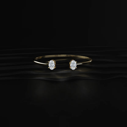 Oval Diamond Toi Et Moi Open Bangle | Earthly Jewels