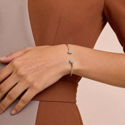 Oval Diamond Toi Et Moi Open Bangle | Earthly Jewels