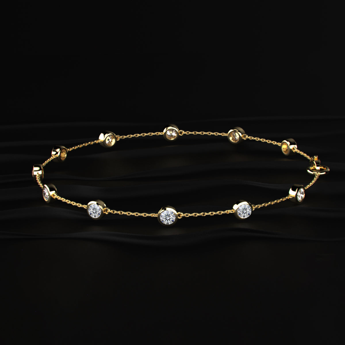 Round Diamond Bezel Station Bracelet | Earthly Jewels