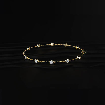 Round Diamond Bezel Station Bracelet | Earthly Jewels