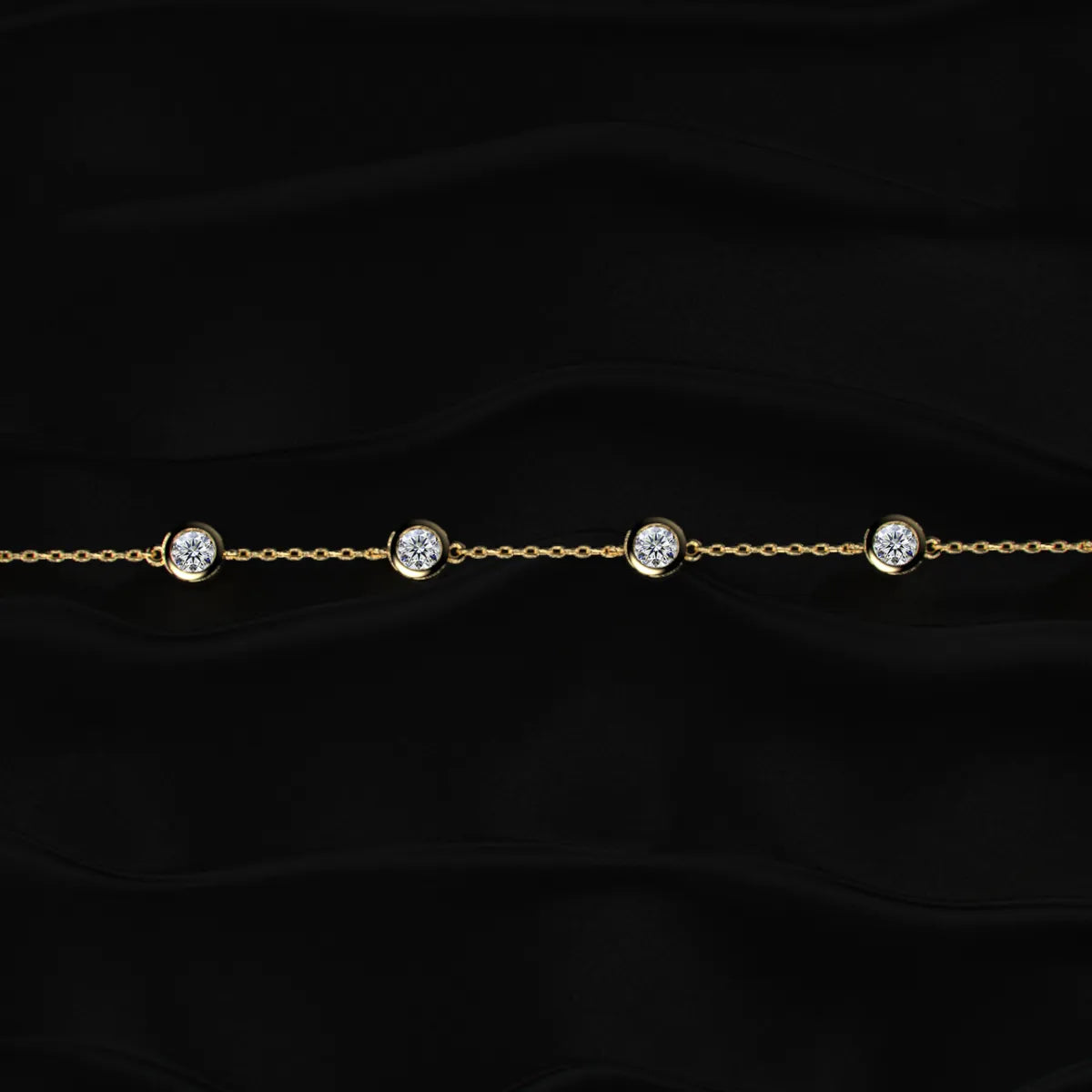 Round Diamond Bezel Station Bracelet | Earthly Jewels