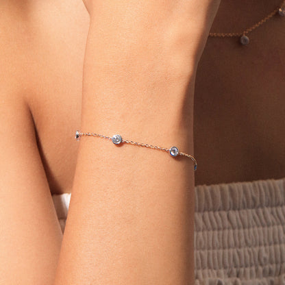 Round Diamond Bezel Station Bracelet | Earthly Jewels