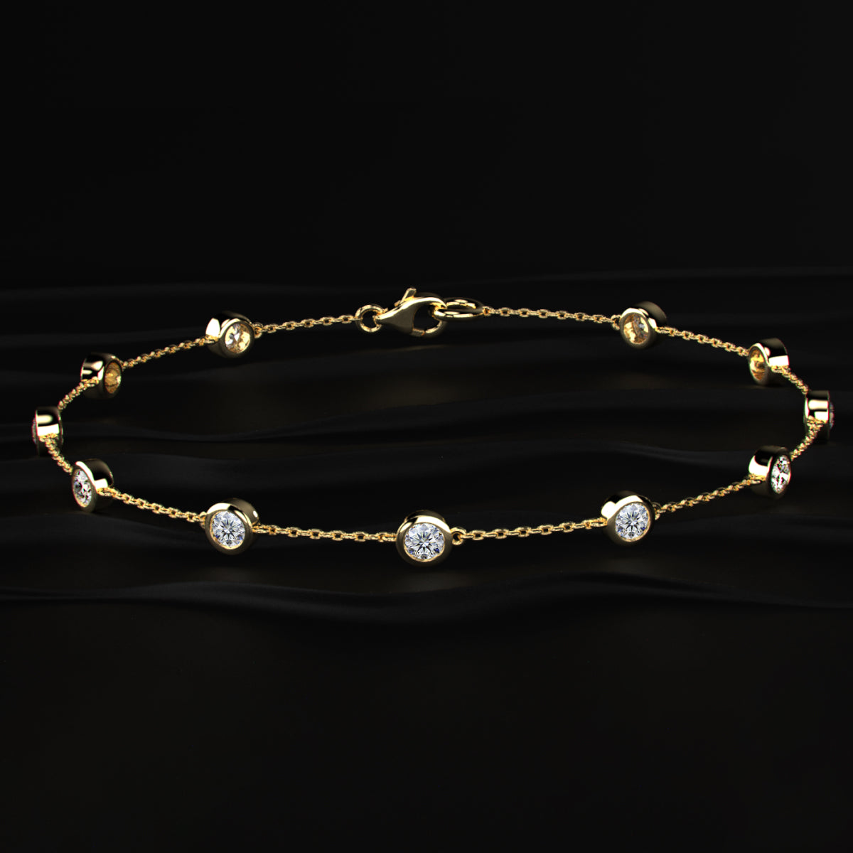 Round Diamond Bezel Station Bracelet | Earthly Jewels