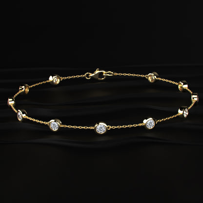 Round Diamond Bezel Station Bracelet | Earthly Jewels
